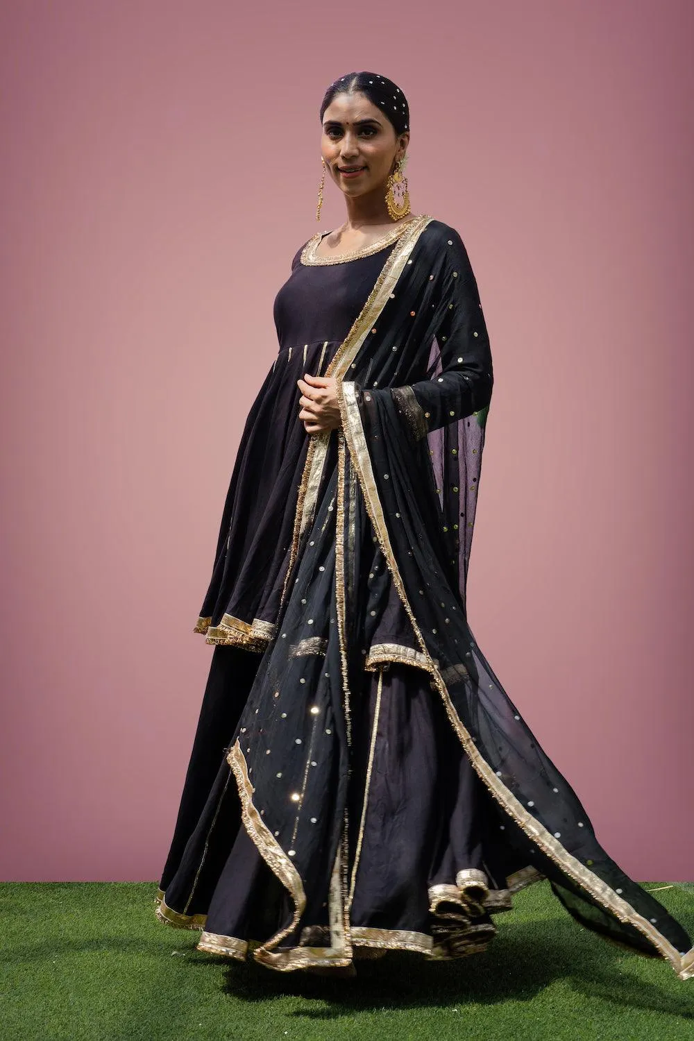 Mehfil Black Anarkali Skirt Set