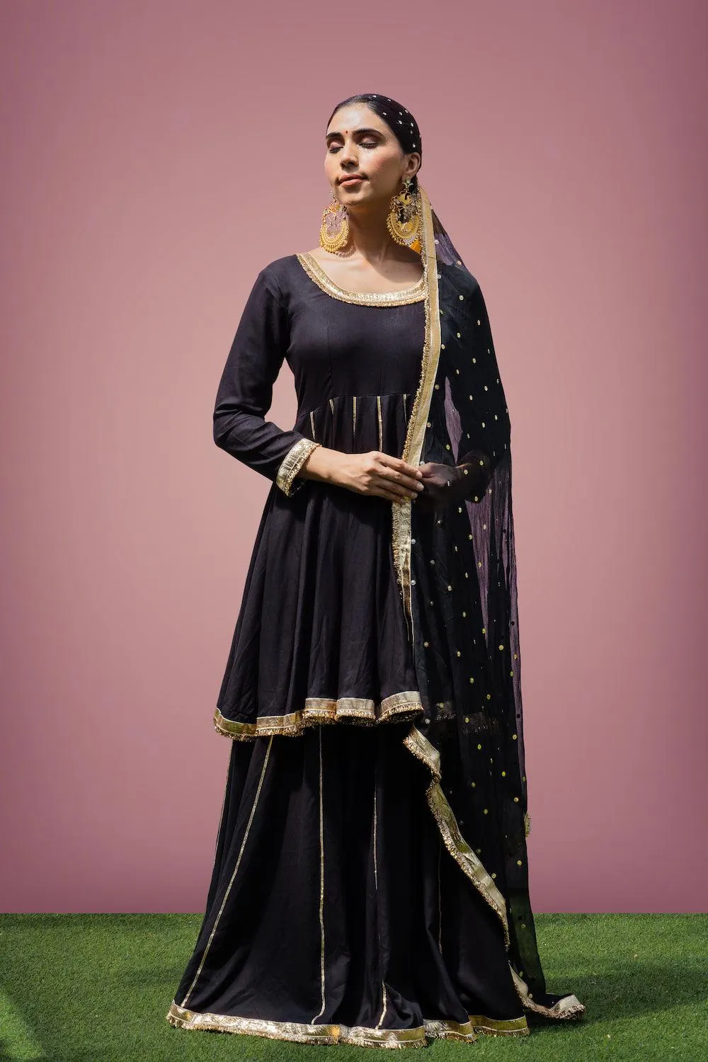 Mehfil Black Anarkali Skirt Set