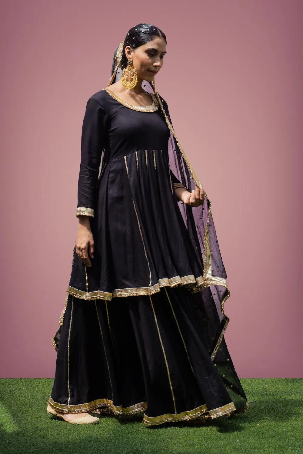 Mehfil Black Anarkali Skirt Set