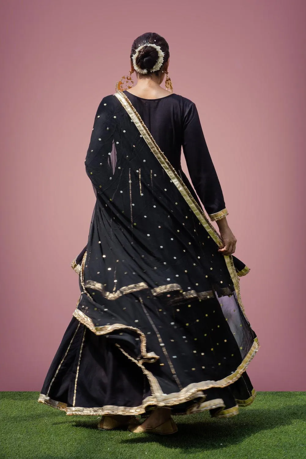 Mehfil Black Anarkali Skirt Set