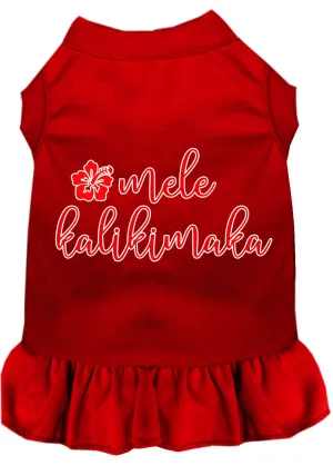 Mele Kalikimaka Screen Print Dog Dress Red Sm