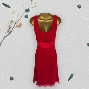 Monsoon Red Silk Midi Sleeveless Dress UK 16 US 12 EU 44