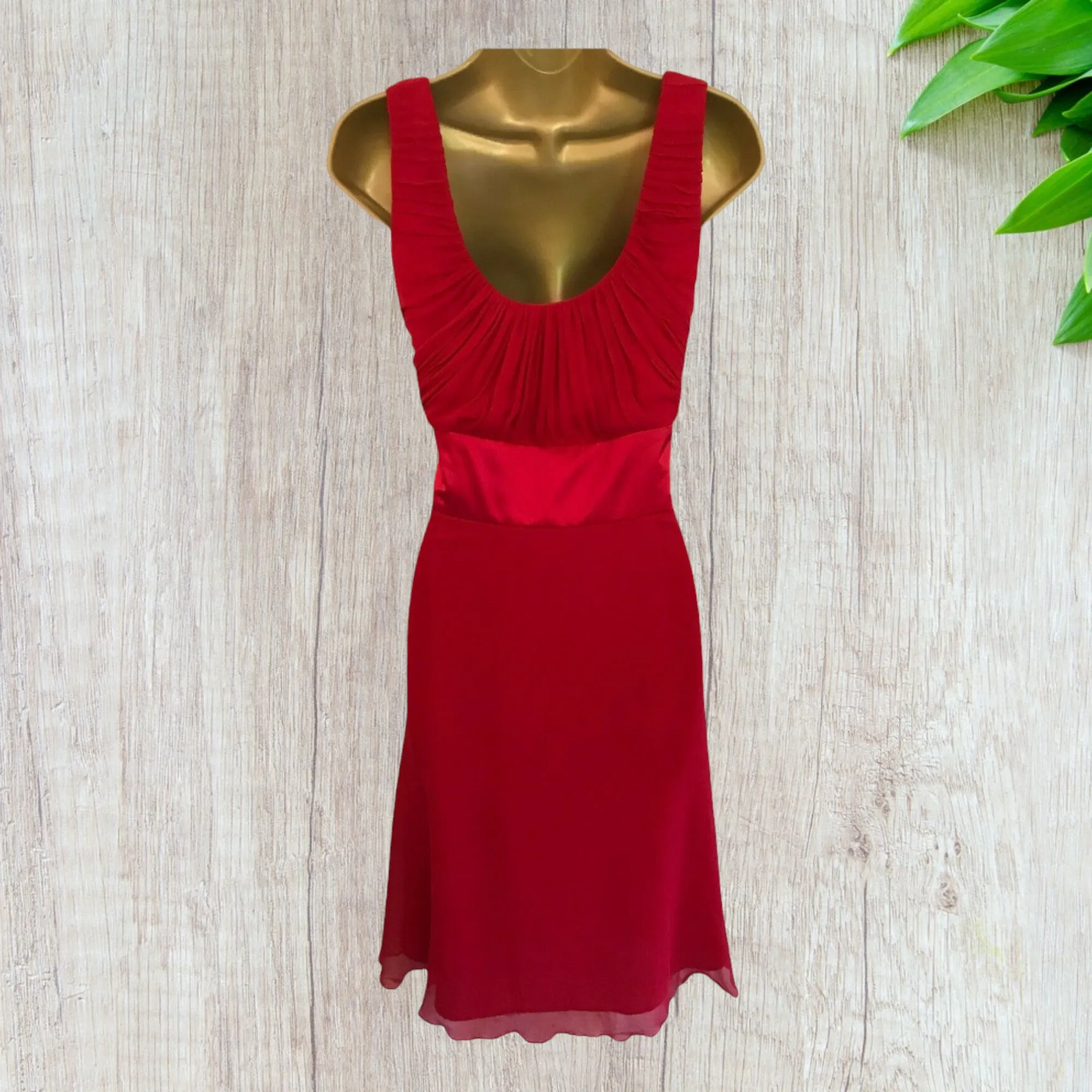 Monsoon Red Silk Midi Sleeveless Dress UK 16 US 12 EU 44