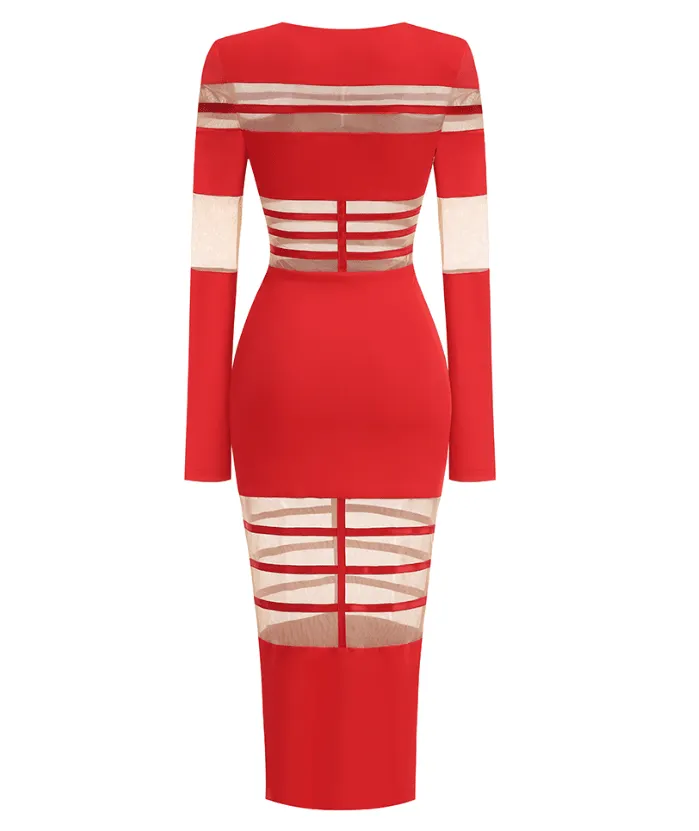 Nouri Red Midi Dress