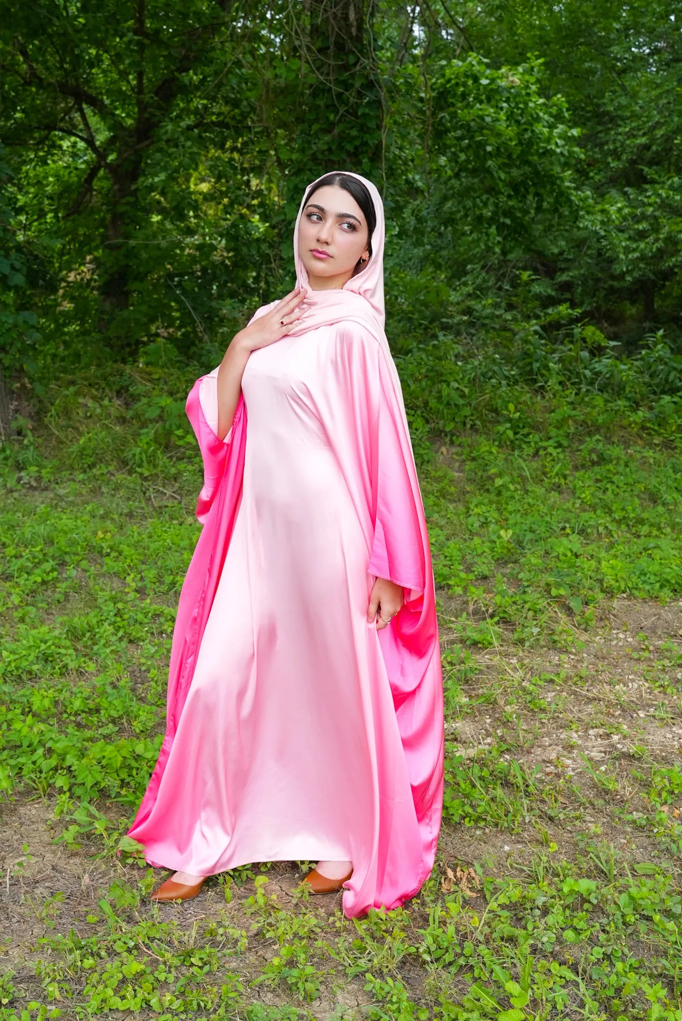 Ombré Satin Kaftan - Pink