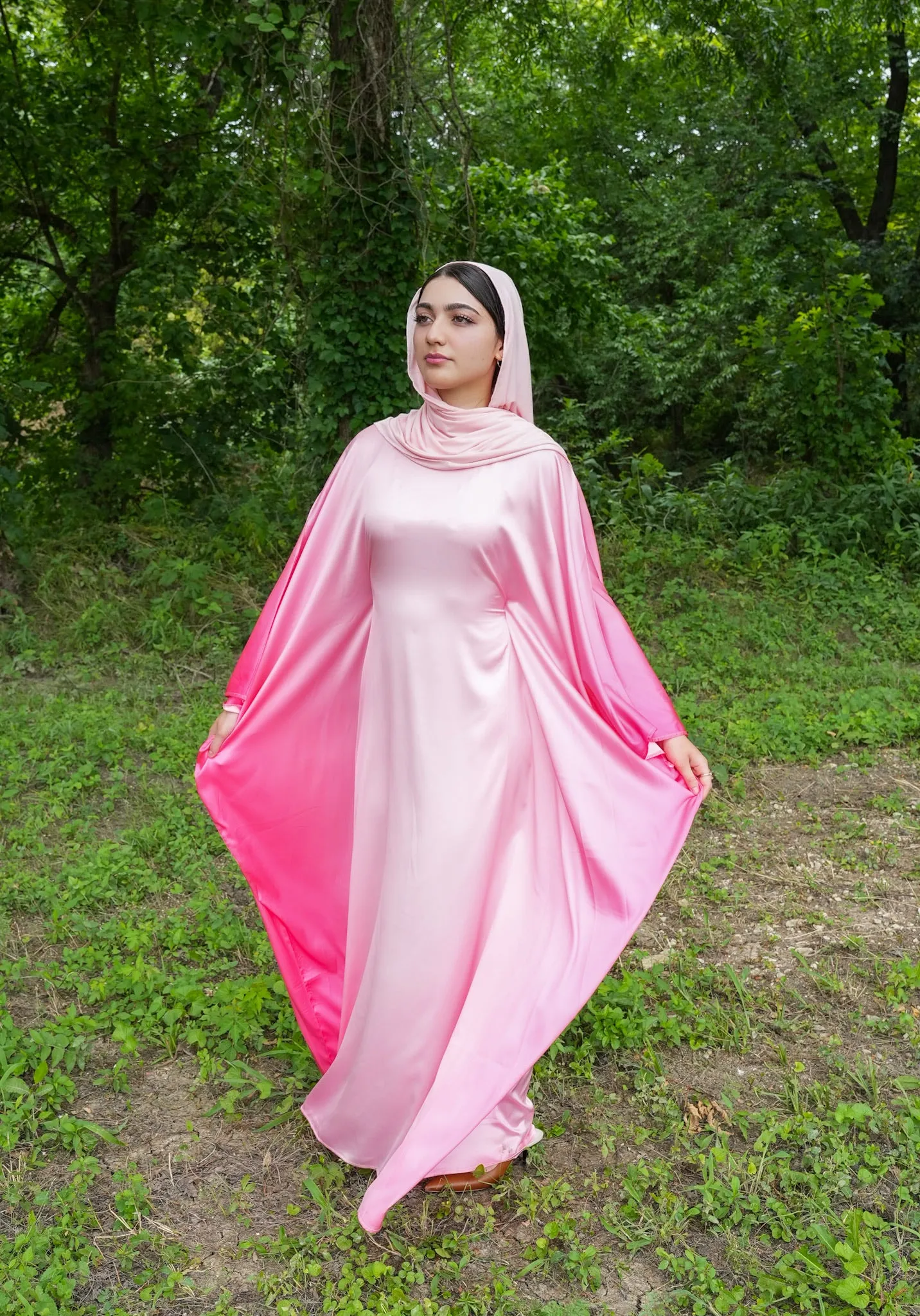 Ombré Satin Kaftan - Pink