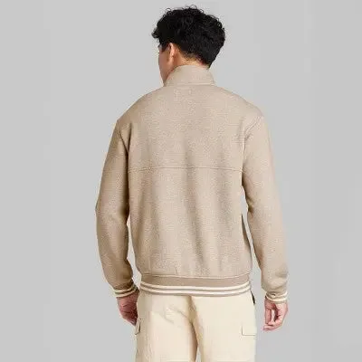 Original Use Men's Quarter Length Zipper Fleece Sweatshirts Mock Turtleneck