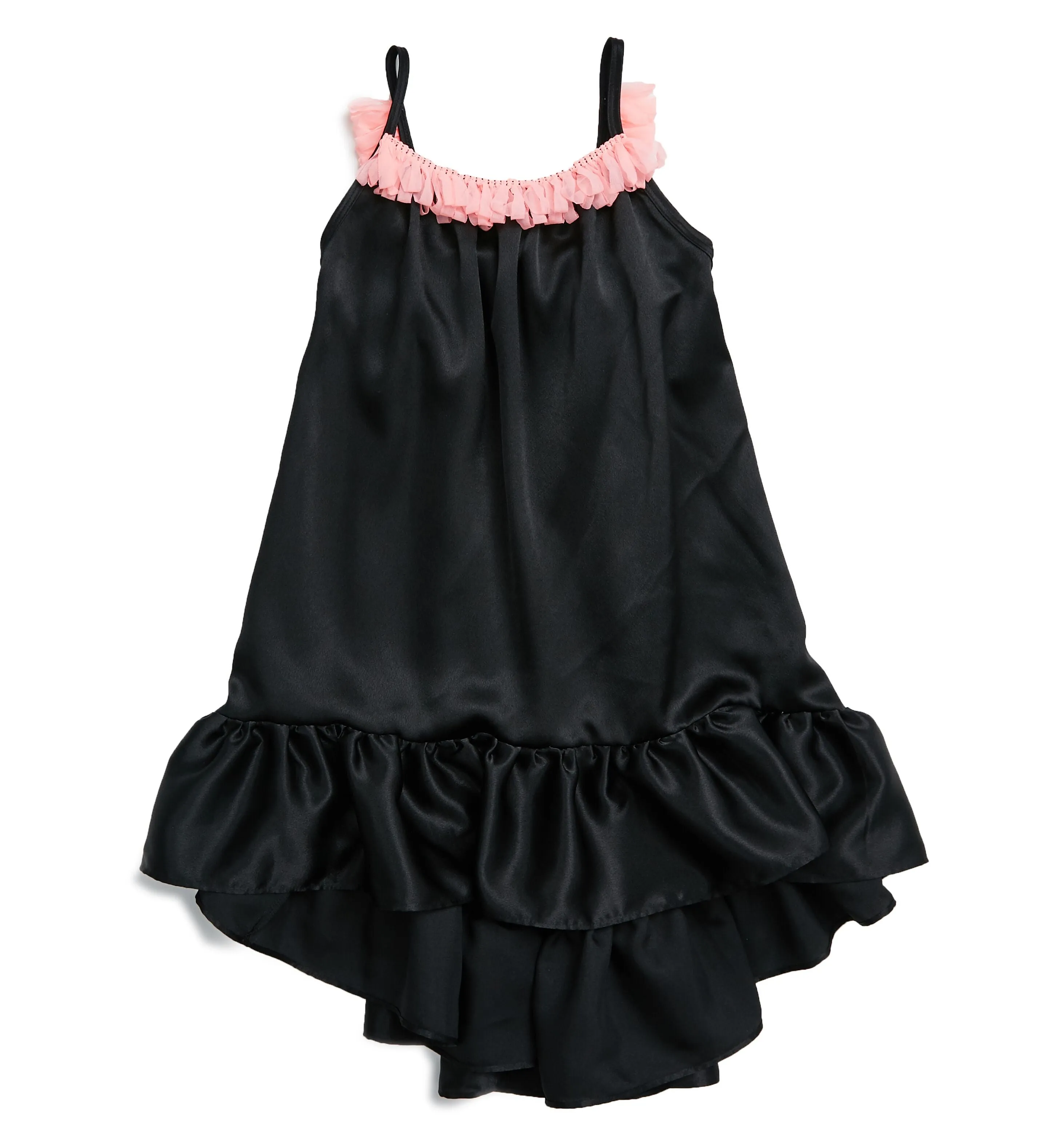 Petite Hailey Ruffle Unbal Silk Dress Black