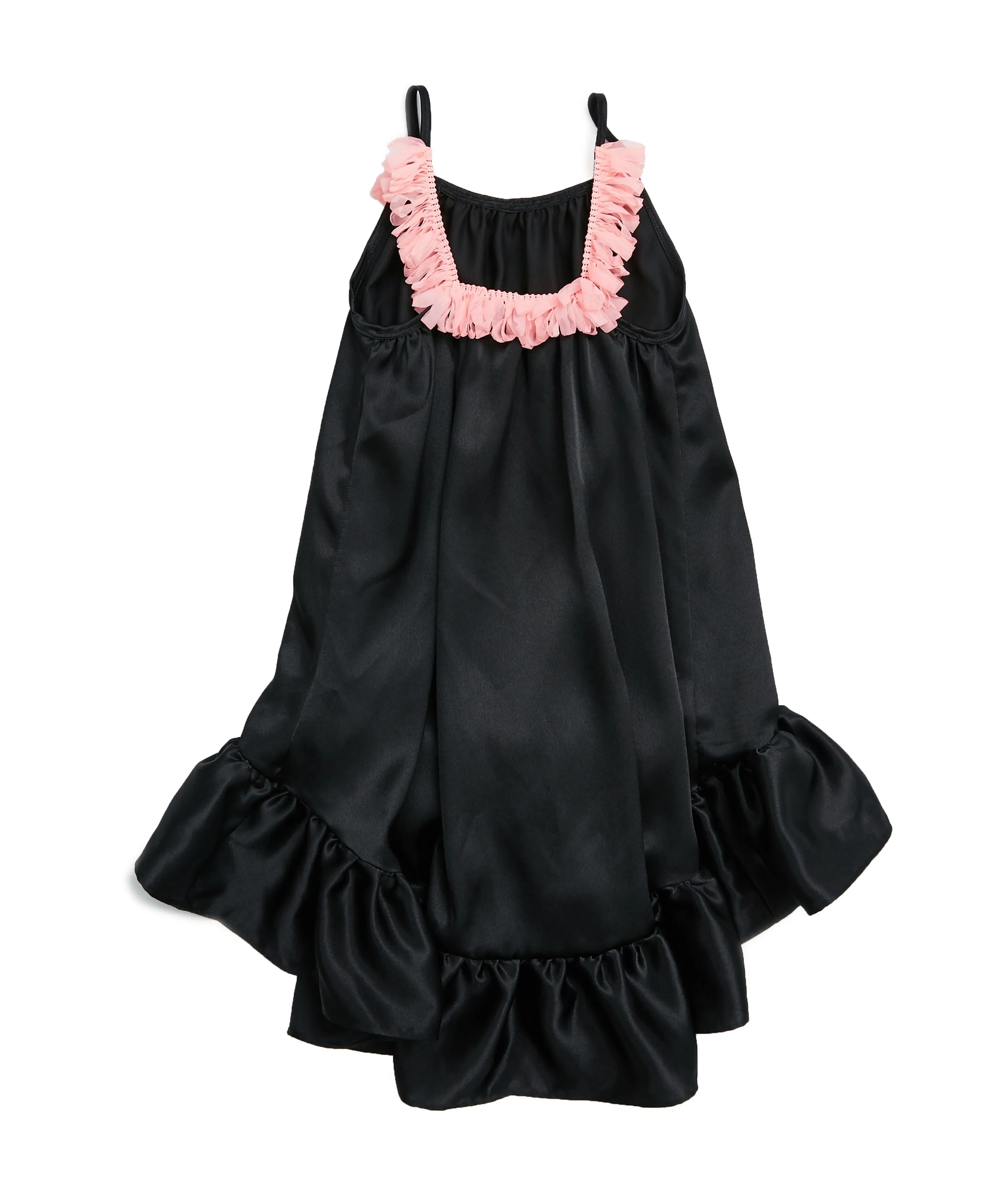 Petite Hailey Ruffle Unbal Silk Dress Black