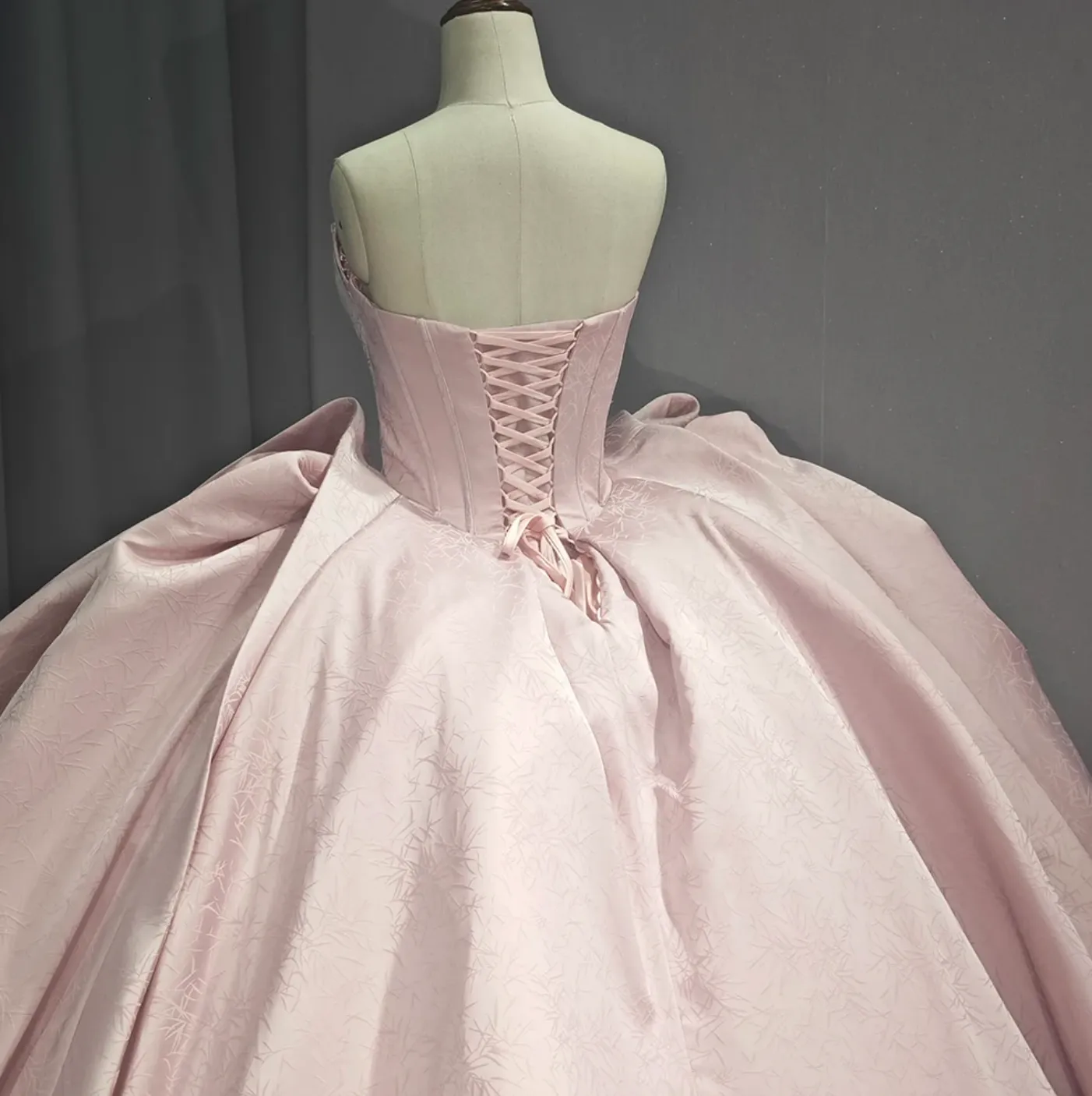 Pink Strapless Satin Quinceanera Dress