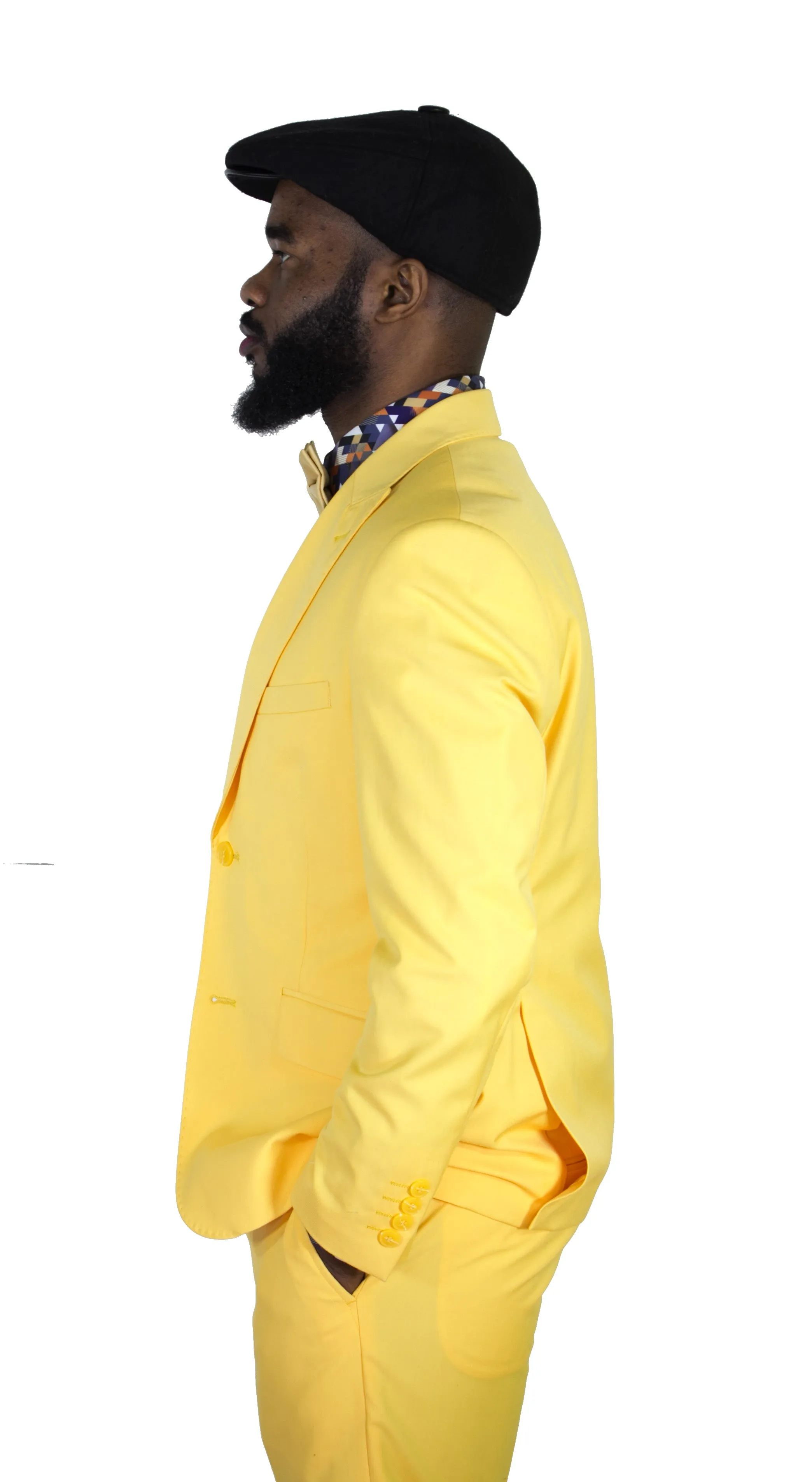 Portabella,SOLID-2 BUTTONS-SLIM-DRESSY SUITS-S2022-19-YELLOW