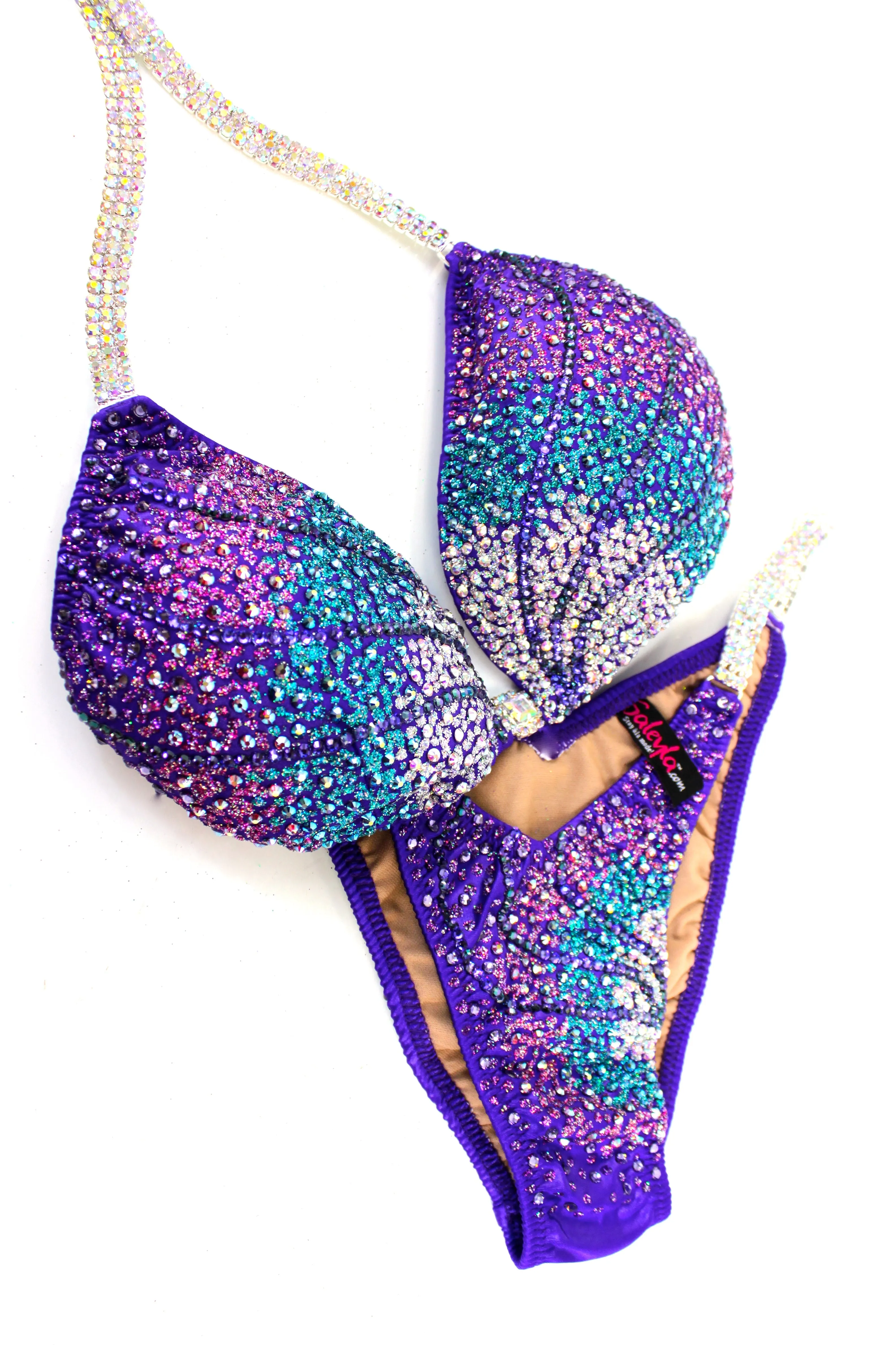 Purple Gradient Crystals Figure Competition Suit