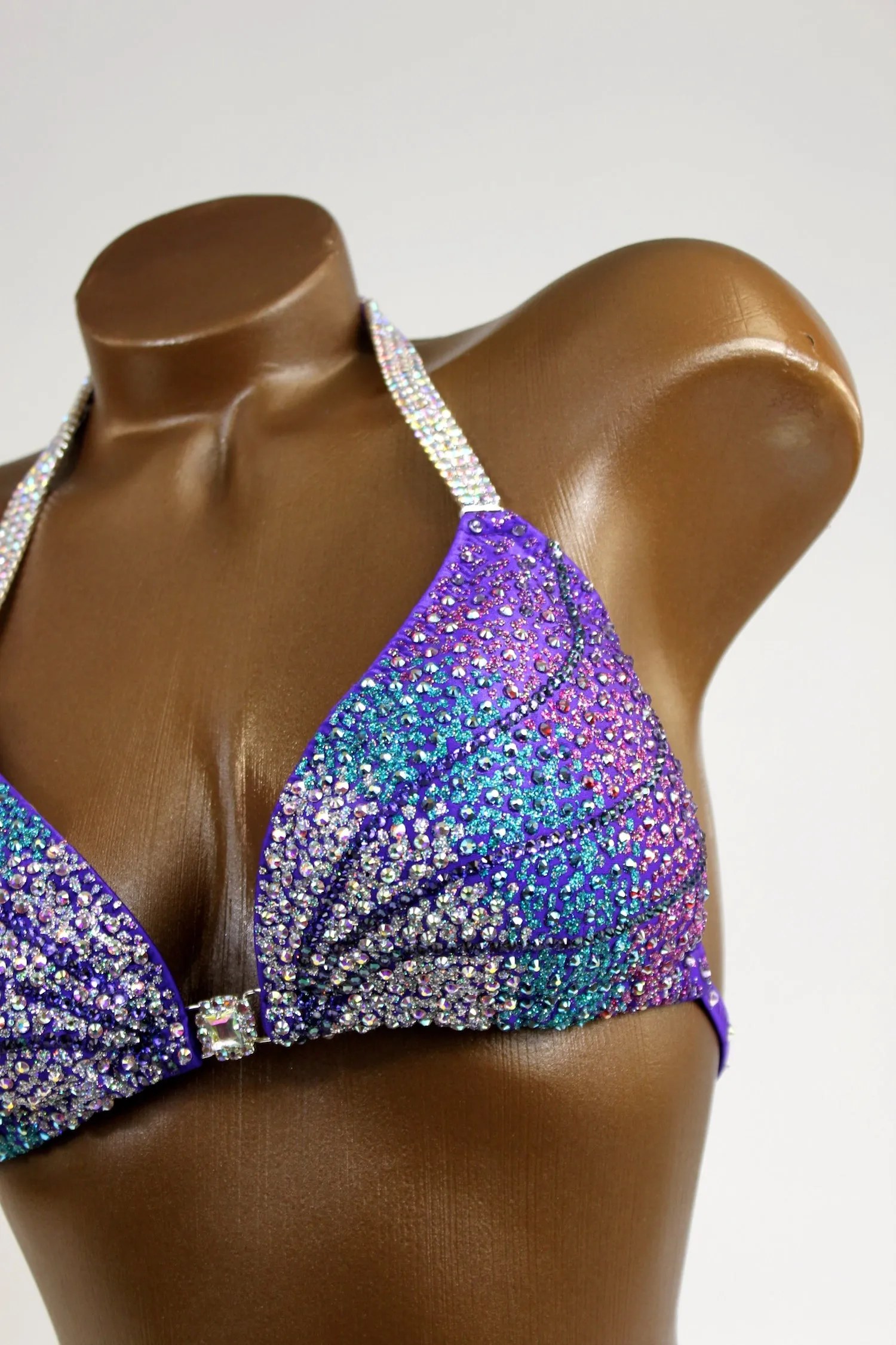 Purple Gradient Crystals Figure Competition Suit