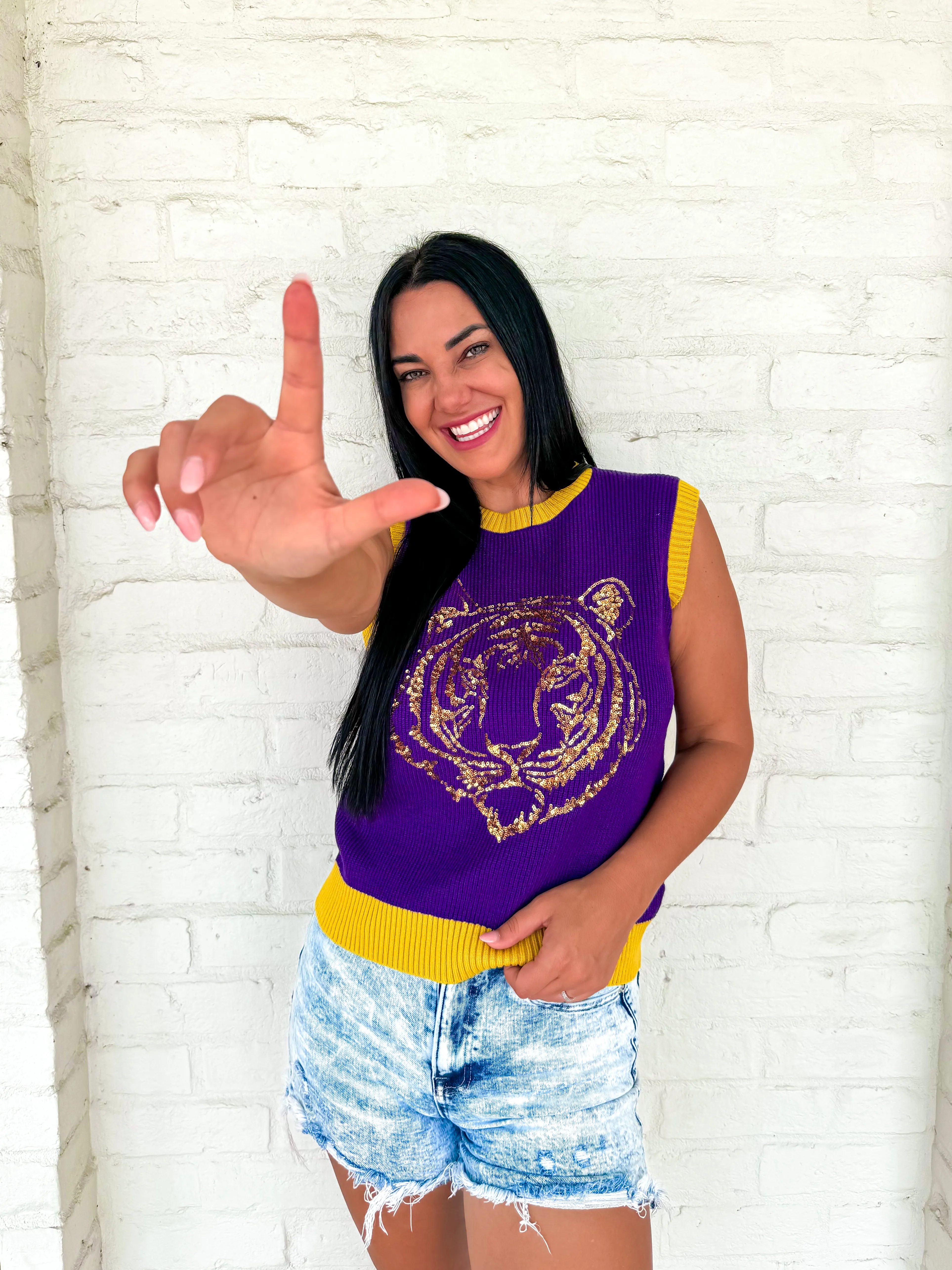 Queen Of Sleeveless Single Tiger Top Purple