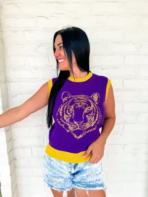 Queen Of Sleeveless Single Tiger Top Purple