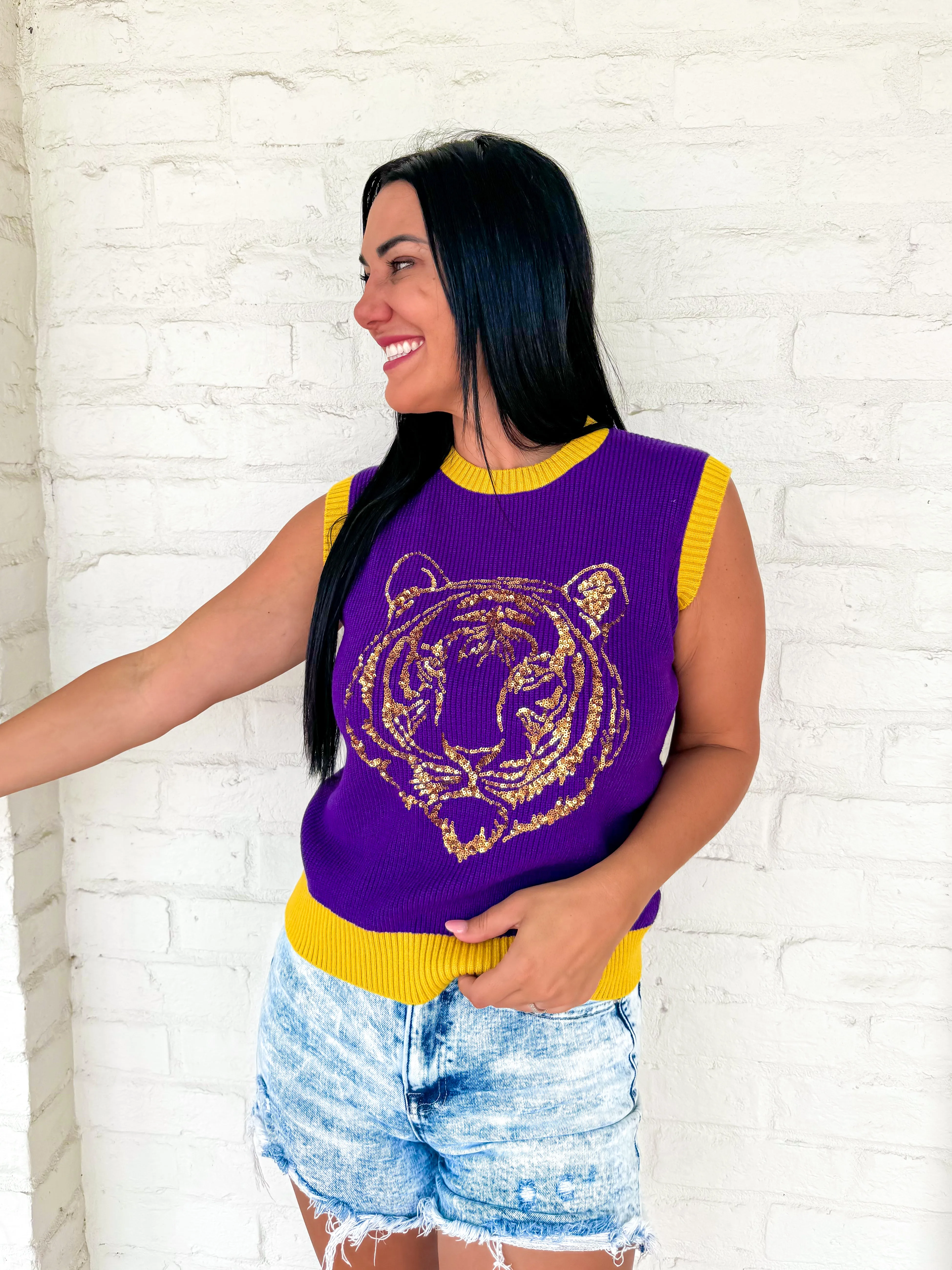 Queen Of Sleeveless Single Tiger Top Purple