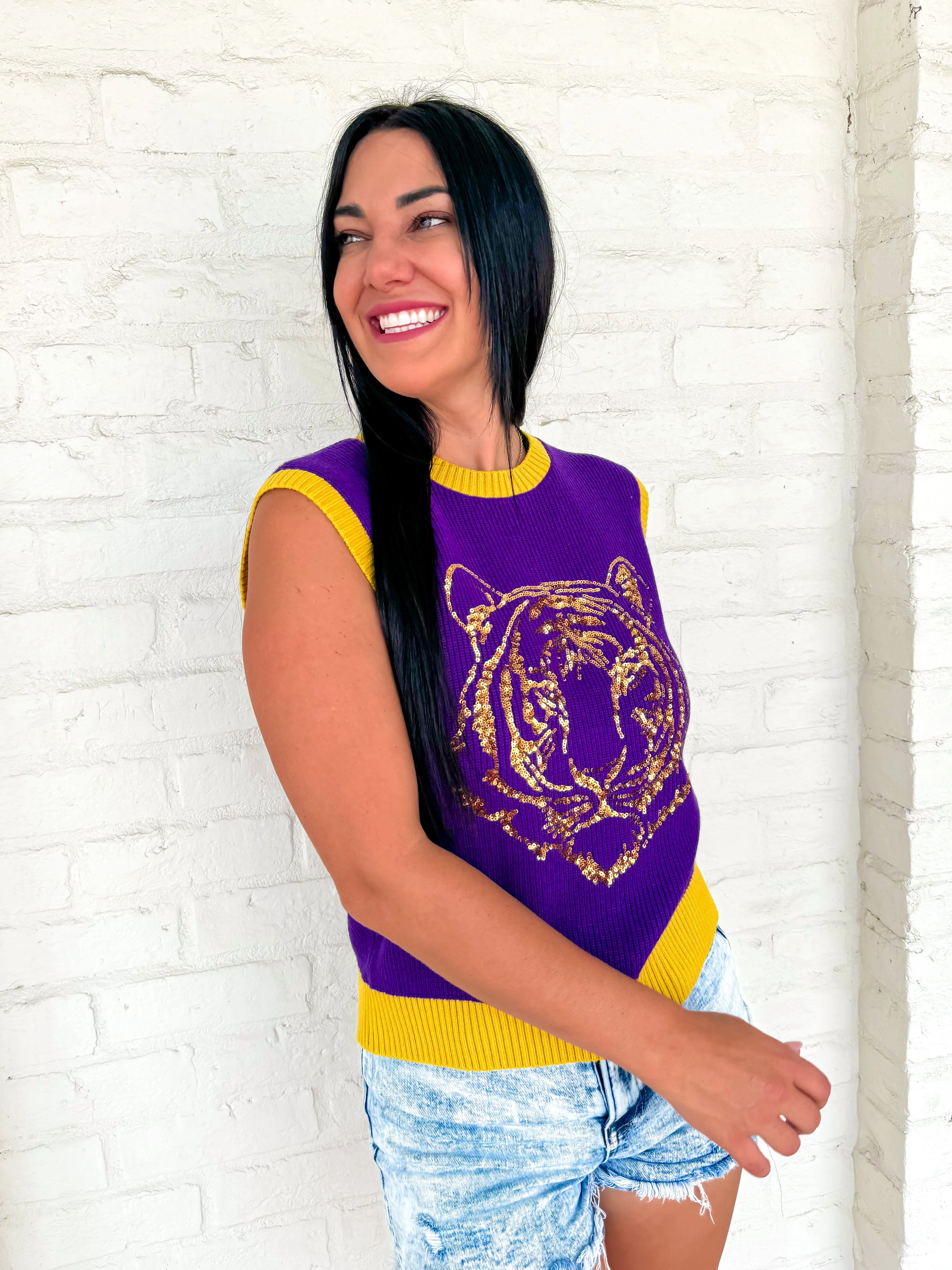 Queen Of Sleeveless Single Tiger Top Purple