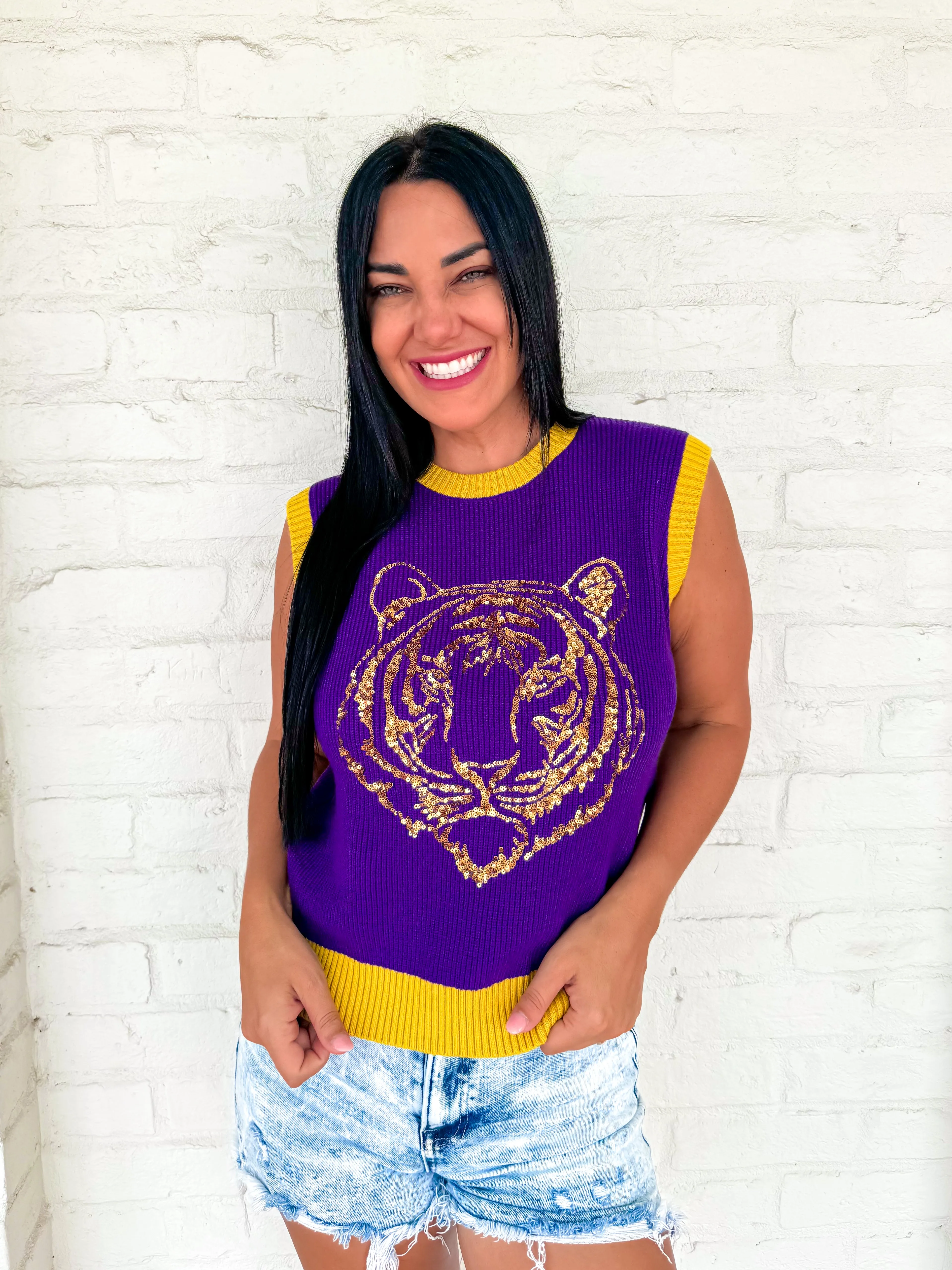 Queen Of Sleeveless Single Tiger Top Purple