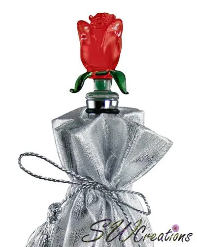 Red Rose Glass Wine Stopper