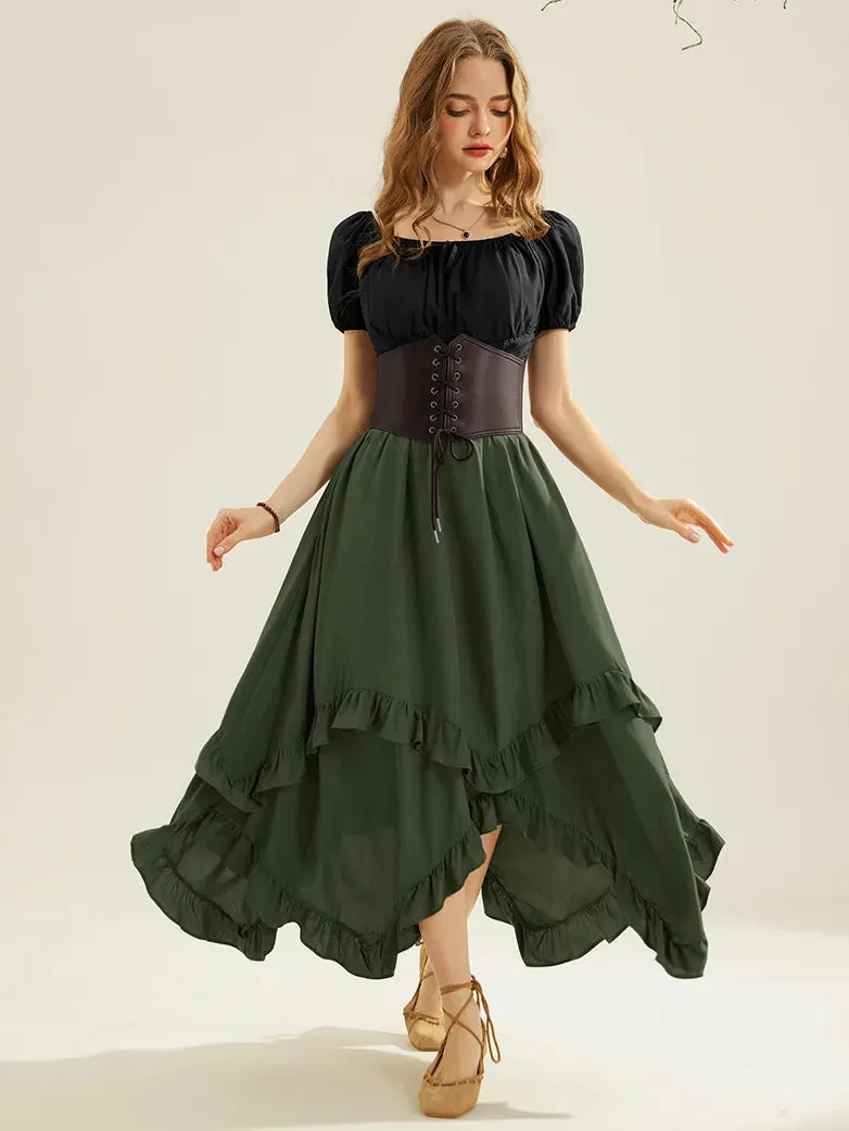 Renaissance Irregular Hem Swing A-Line Maxi Skirt