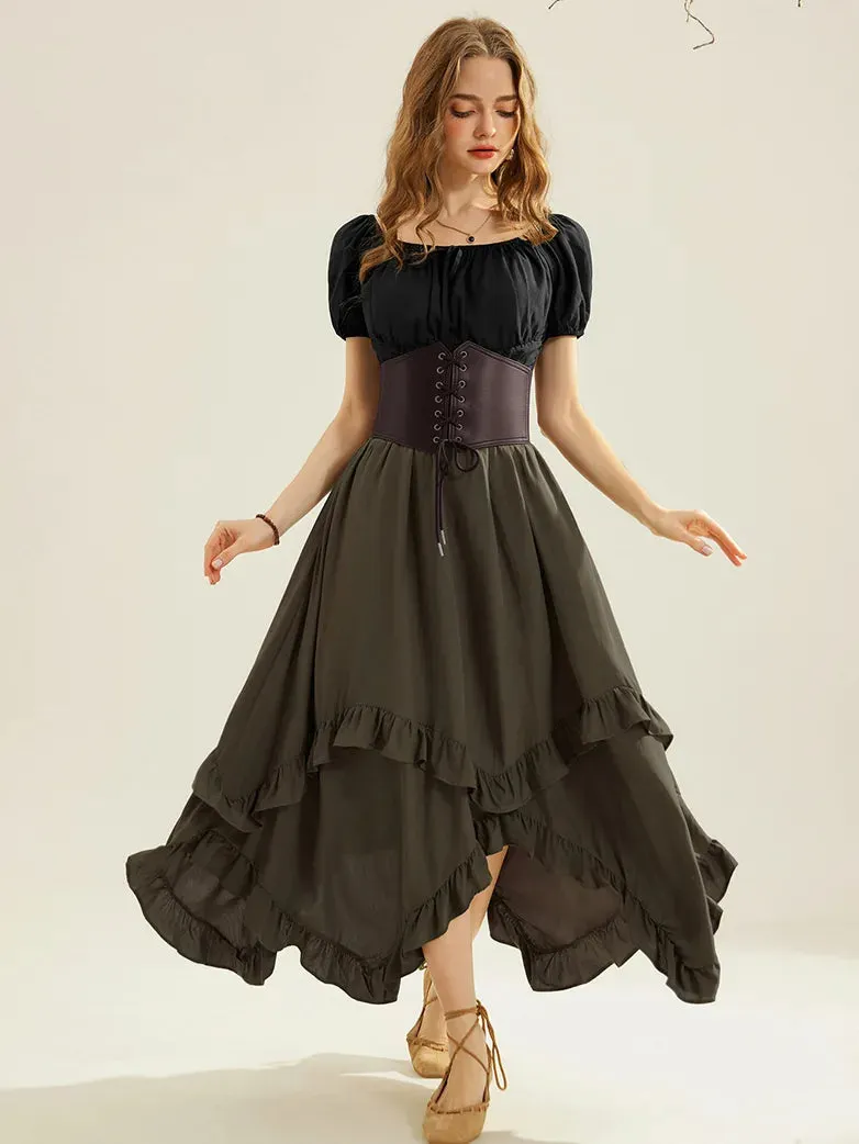 Renaissance Irregular Hem Swing A-Line Maxi Skirt