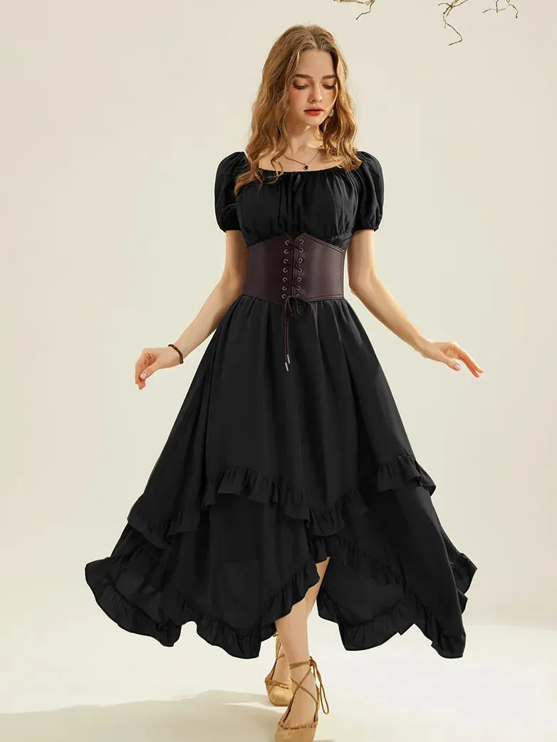 Renaissance Irregular Hem Swing A-Line Maxi Skirt