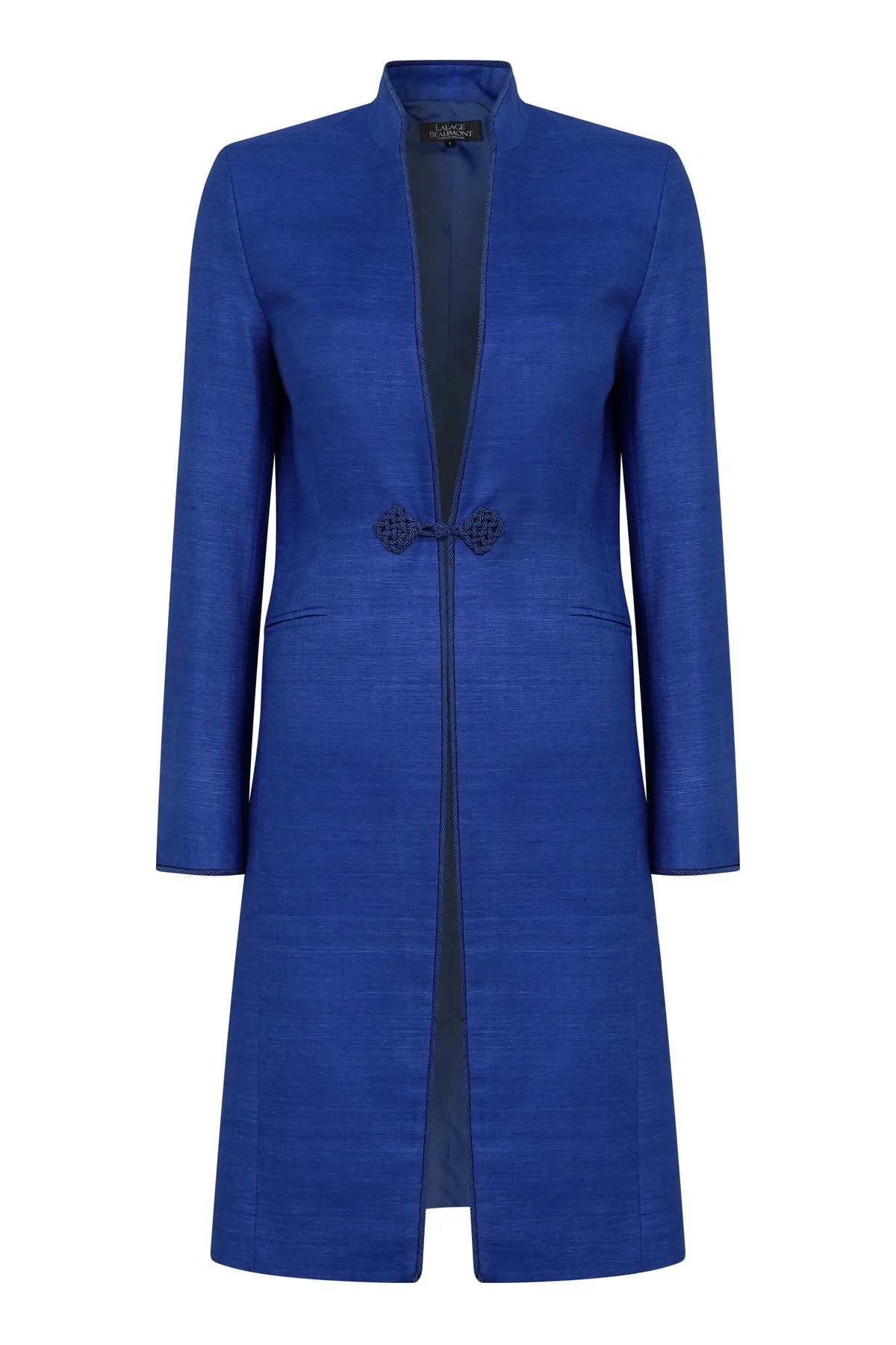 Sapphire Plain Raw Silk Dress Coat - Vicky