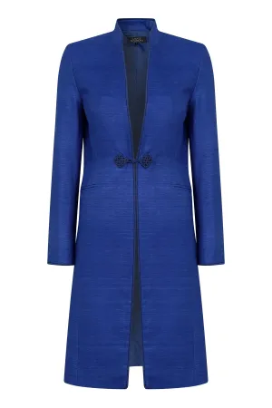 Sapphire Plain Raw Silk Dress Coat - Vicky