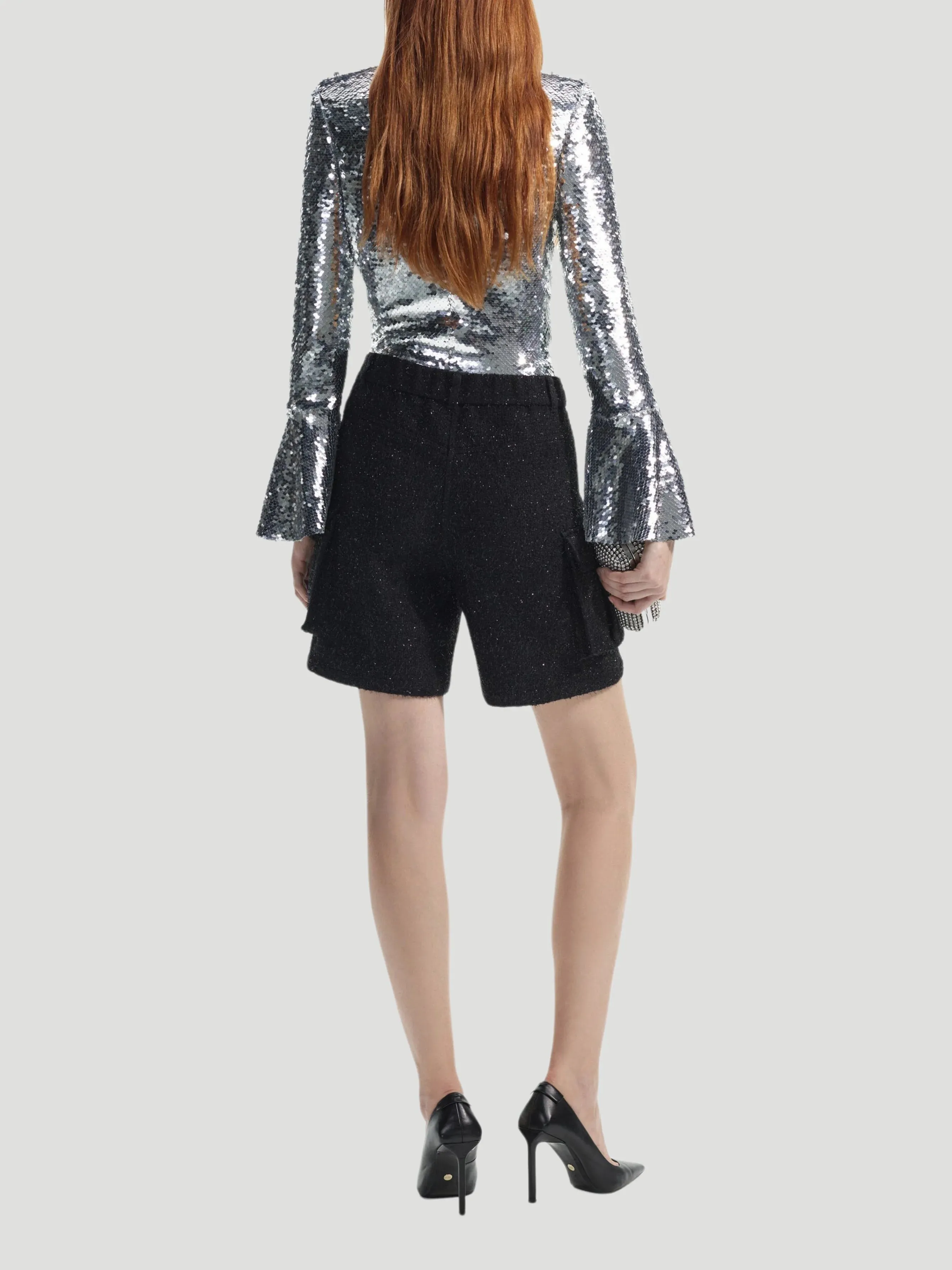 Sequin Flared Sleeve Top
