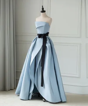 Simple Blue Satin Long Prom Dress Blue Long Evening Dress