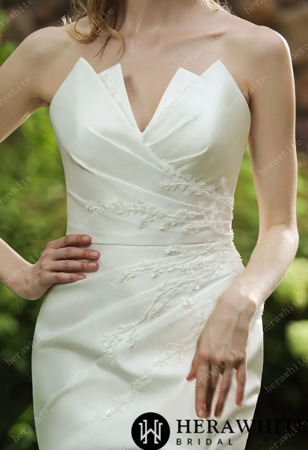 Strapless Silky Satin Wedding Dress With Detachable Overskirt