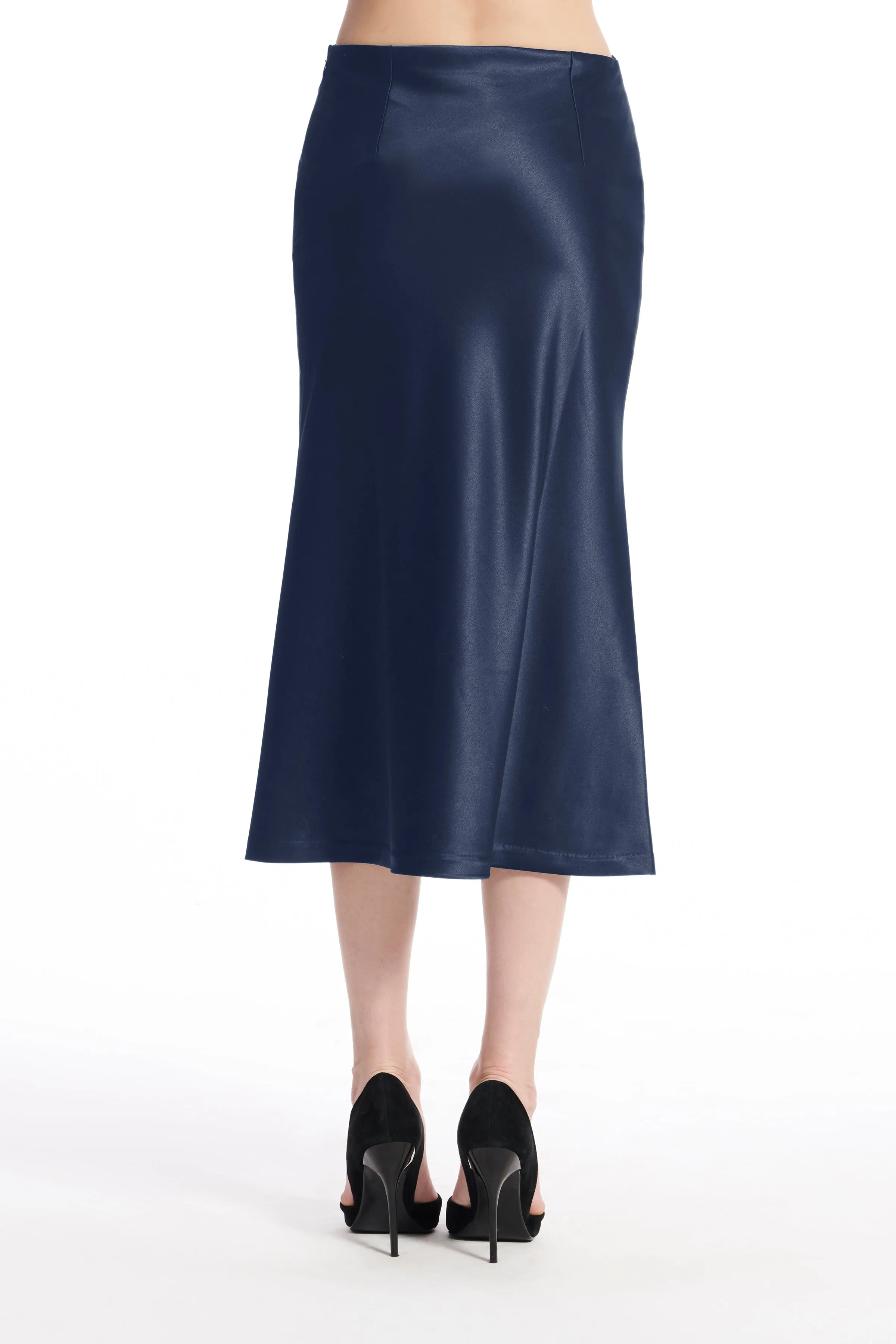 STRETCH SATIN MIDI A-LINE BIAS SKIRT