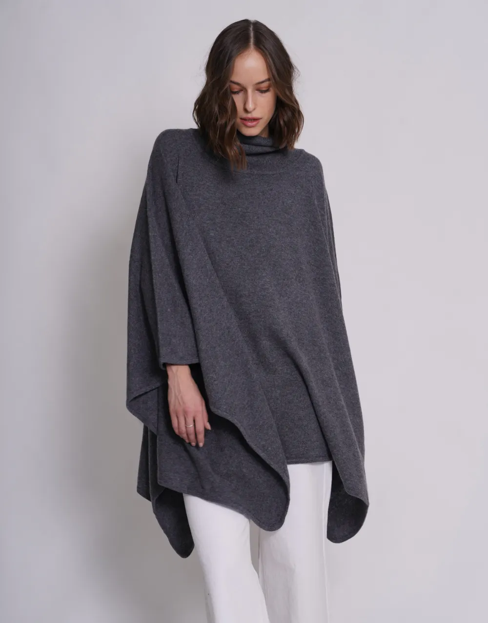 Turtleneck Poncho in Derby