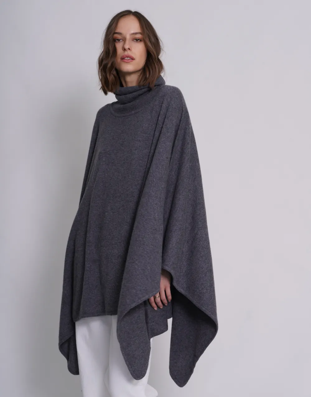 Turtleneck Poncho in Derby