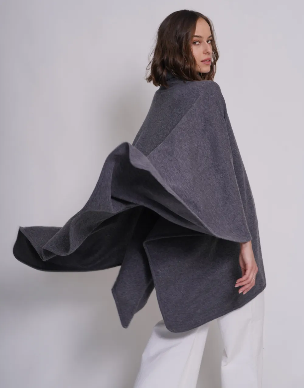 Turtleneck Poncho in Derby