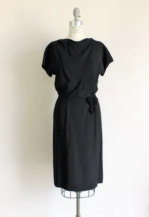 Vintage 1950s Leslie Fay Black Dress With Bows