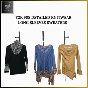 Y2K 90S DETAILED KNITWEAR LONG SLEEVES - 07 PCS