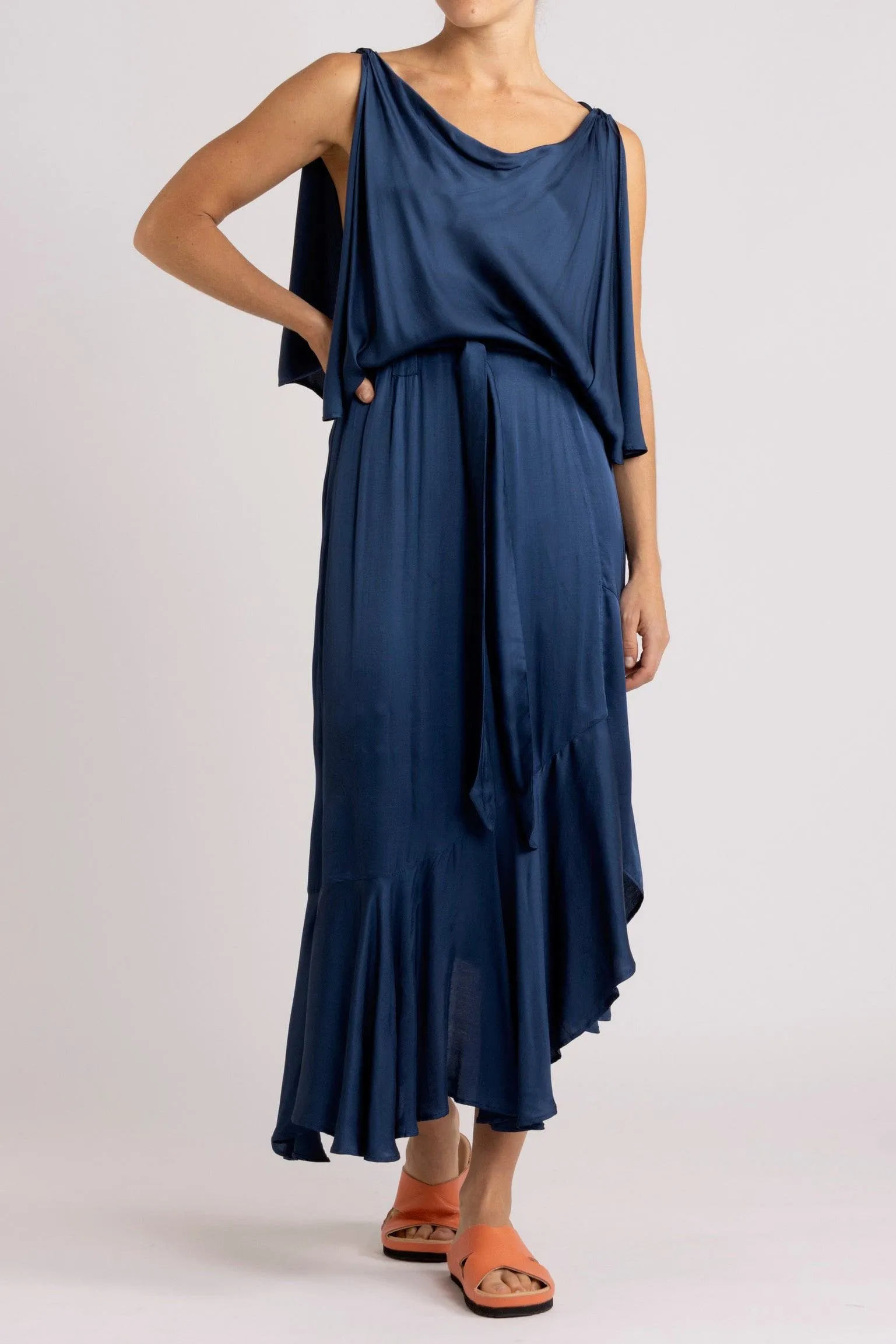 Yumi Silk-Viscose Asymmetrical Dress