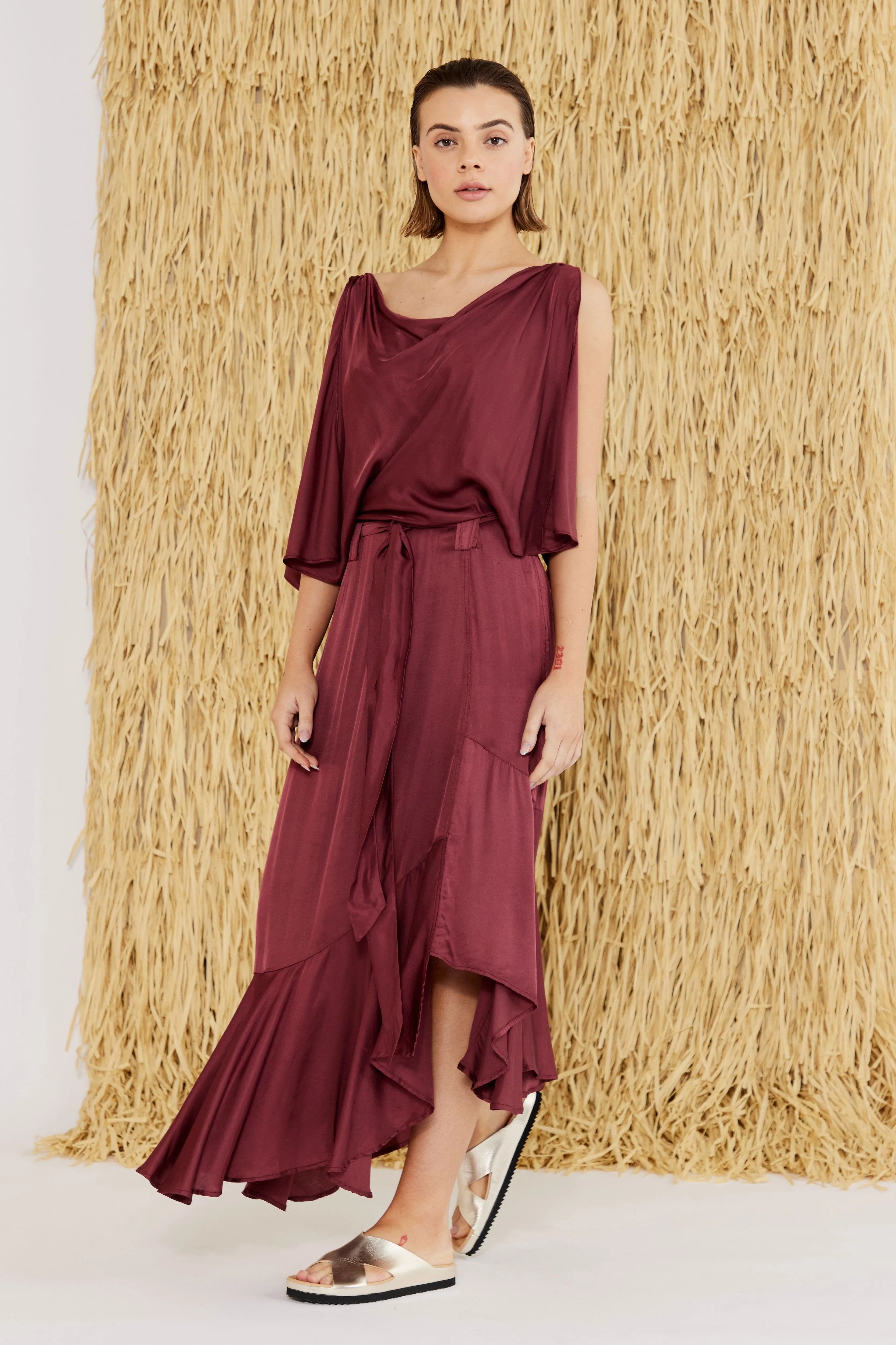 Yumi Silk-Viscose Asymmetrical Dress