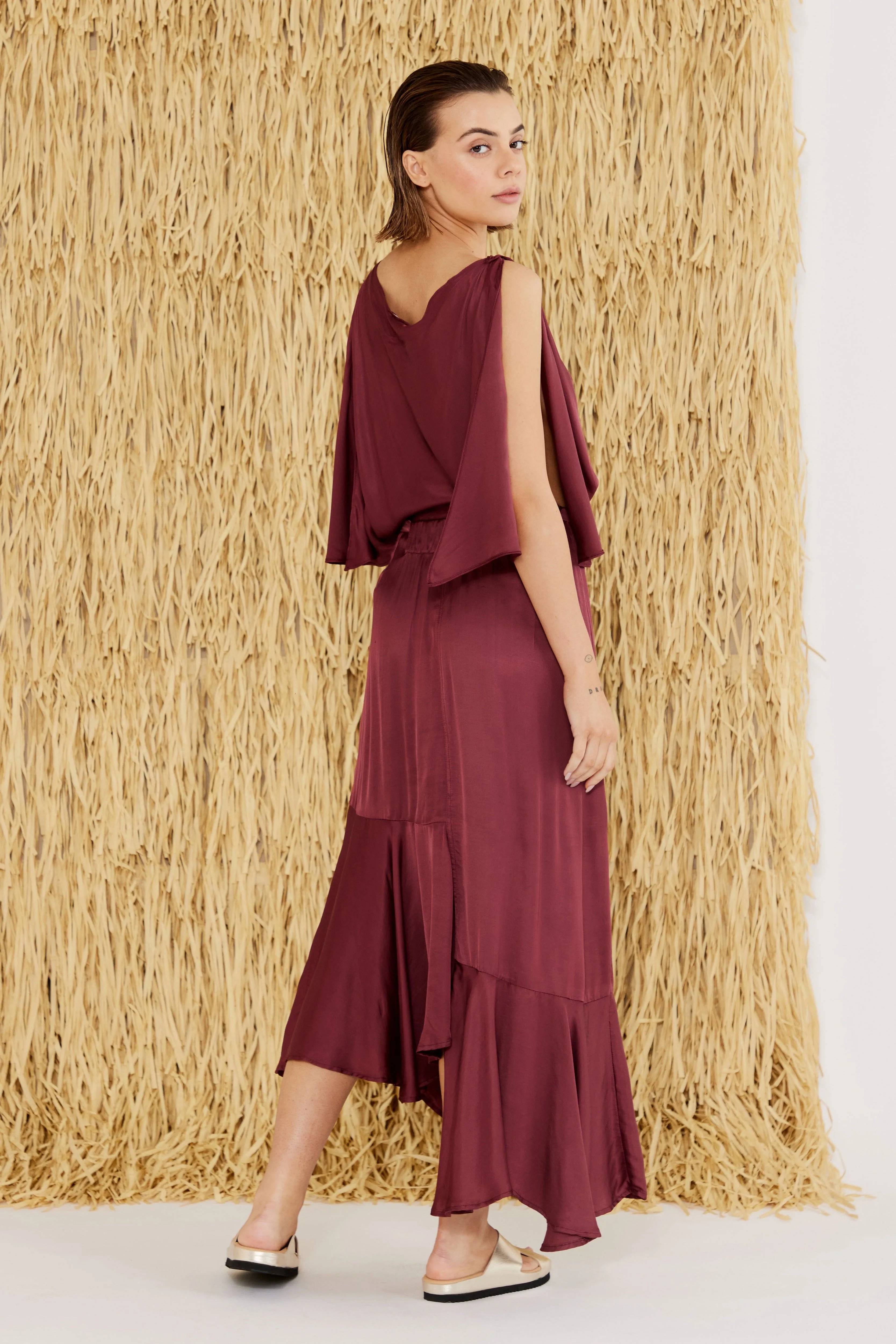 Yumi Silk-Viscose Asymmetrical Dress