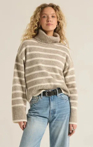 ZSU Josephine Stripe Sweater in Heather Taupe